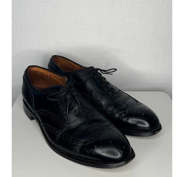 Alden England Black Leather Wingtip Brogue Shoes 12D Vintage main image 4
